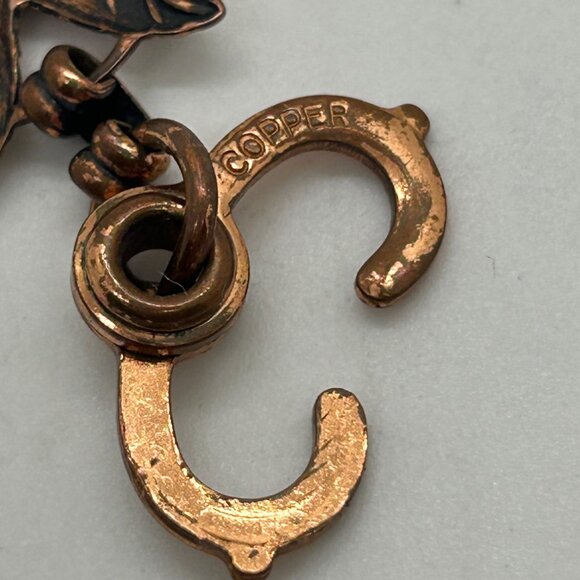 Vintage Copper Leaf Link Bracelet 7.5" With Hook Clasp Design - Picture 11 of 12